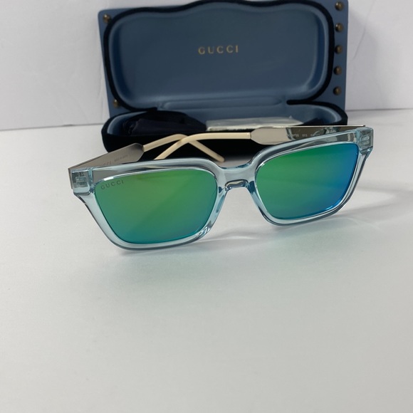 Gucci GG0975S 003 Men’s Translucent Square Sunglasses in Light Blue - Picture 6 of 16